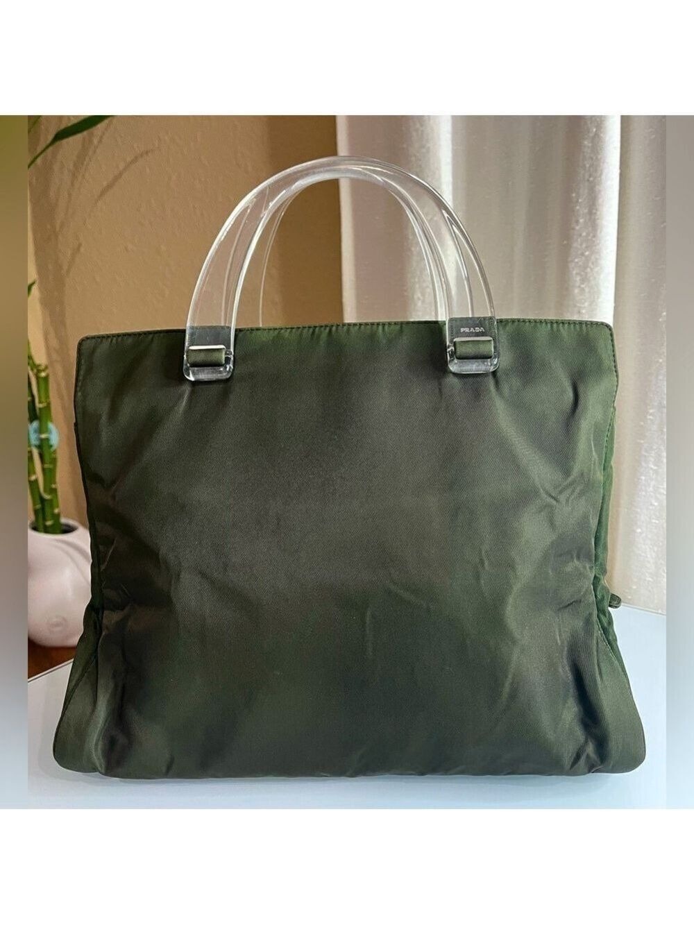 PRADA TESSUTO GREEN NYLON HANDBAG